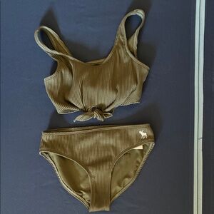 Abercrombie Kids Olive Green Ribbed Bikini 2-piece Bathing Swim Girls Size 9/10